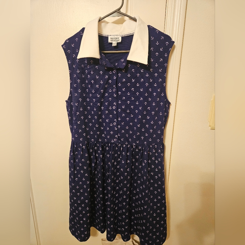 Unique Vintage Fit and Flare Anchor Dress